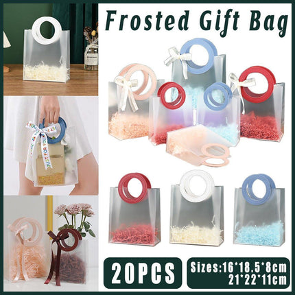 20PCS PP Frosted Gift Bags Plastic Transparent Wedding Tote Birthday Packaging
