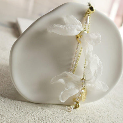 Vintage White Bow Long Earrings Sweet Fashion Jewelry for Women Elegant Gift