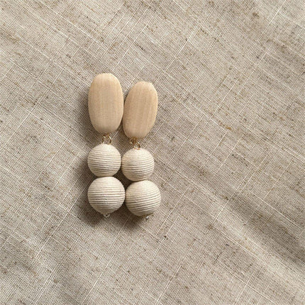 Geometric Wooden Tassel Earrings Vintage Simple Round Earrings Fashion Jewelry