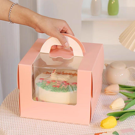 25pcs 6/8 Inch Portable Mousse Cake Box with Open Window Birthday Packaging