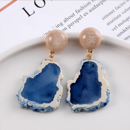 Irregular Haze Blue Earrings For Women Vintage Style Elegant Fashion Jewelry
