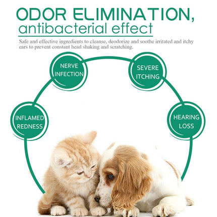 Pet Ear Drops for Cats Dogs Clean Mites Deodorize Itchy Ears Universal Solution