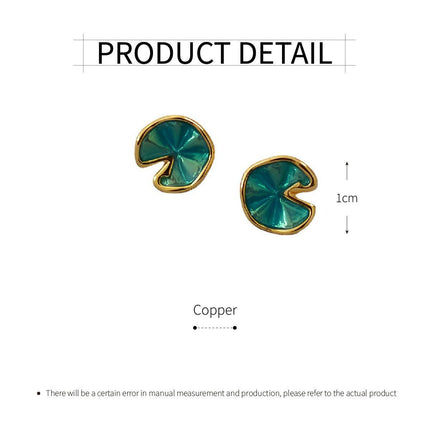 Green Lotus Leaf Summer Stud Earrings Elegant Floral Earrings for Women Jewelry