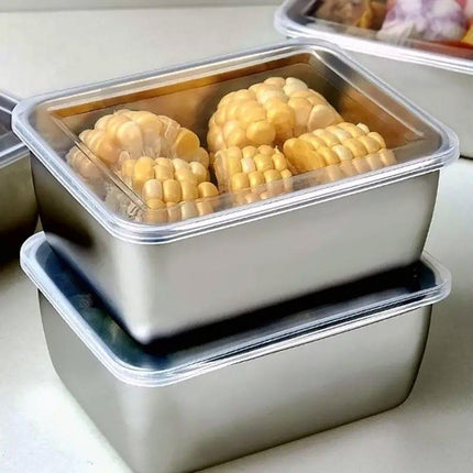 6PCS Stainless Steel Fresh-keeping Box with Sealed Lid Food Fruit Box Container