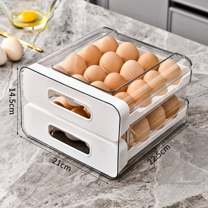 Double Layer Egg Storage Carton Drawer Organizer for Kitchen Fridge or Pantry