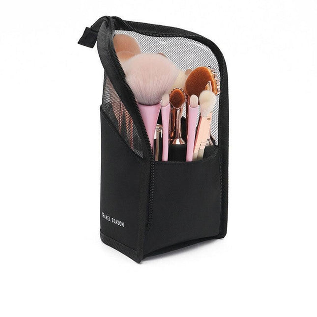 Stand Cosmetic Bag Travel Zipper Makeup Brush Holder Organizer Pouch Case Cover - Aimall
