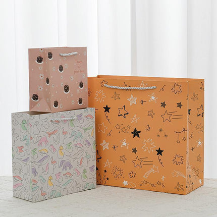 25PCS Cartoon Gift Bags 20x20x8cm Party Favour Paper Tote Bags for Birthday Events