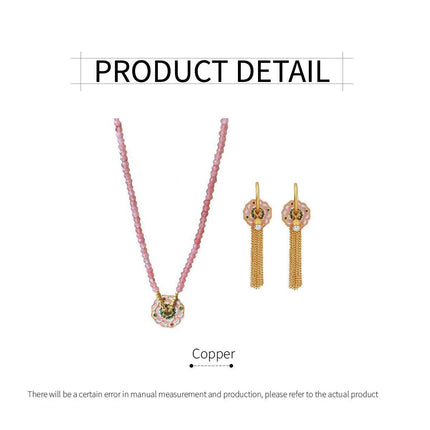 New-Chinese Coloured Flower Beaded Necklace and Earrings Set Fashion Jewelry