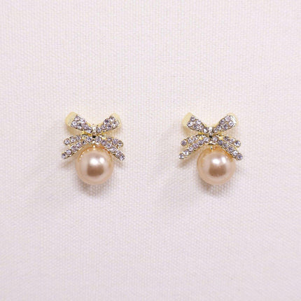 Vintage Ribbon Pearl Earrings Elegant Jewelry for Women Fashion Accessories Gift