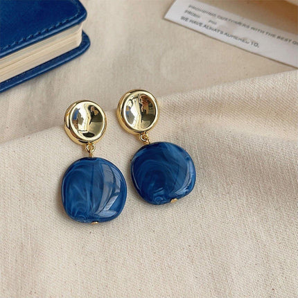 Irregular Blue Earrings For Women Retro Style Elegant Literary Fashion Jewelry