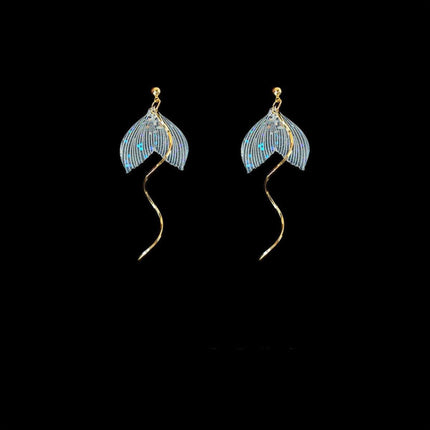 Elegant Fishtail Shaped Earrings For Women Stylish Dangle Jewelry Accessory