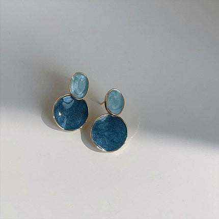 Vintage Blue Oil Drop Earrings Fashion Starry Sky Design Elegant Women Jewelry
