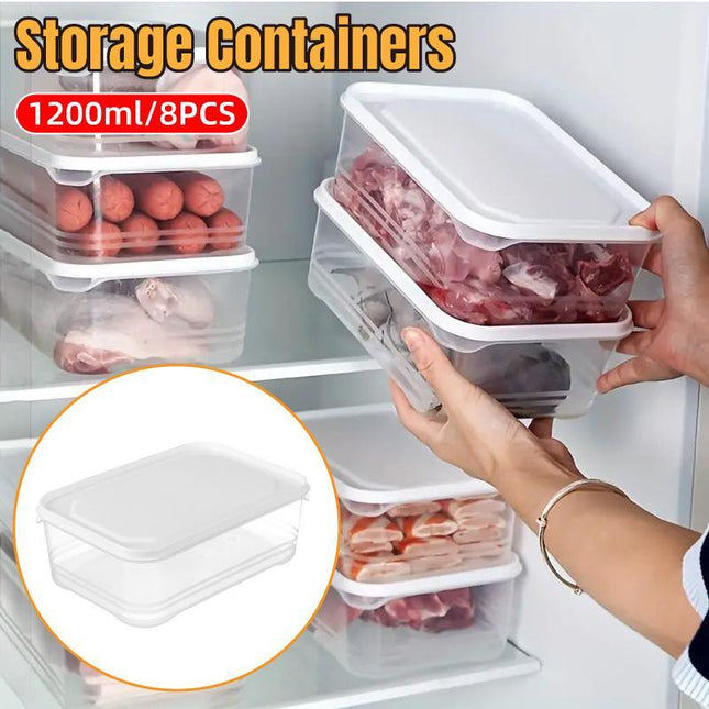 8pcs Refrigerator Storage Organizer Transparent Crisper Box for Home Kitchen