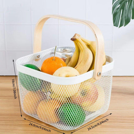 Hollow Iron Storage Basket for Fruit Vegetables Draining Organizer Kitchen Decor