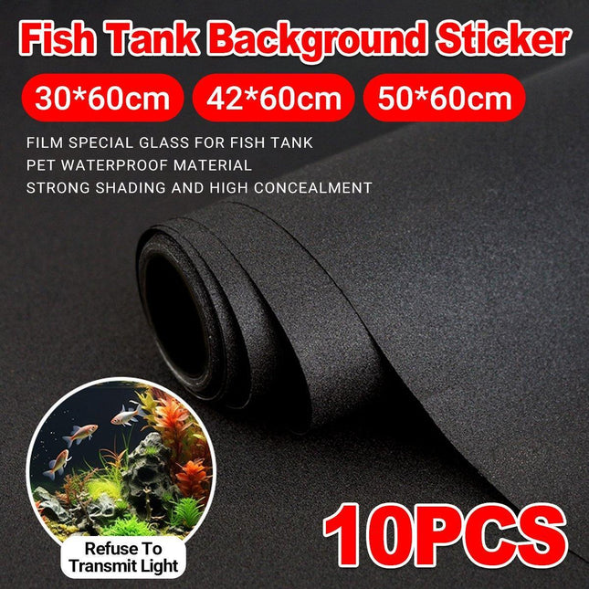 10PCS Black Aquarium Background Sticker Self Adhesive Waterproof Fish Tank Film