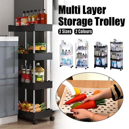 Multi Layer Rolling Storage Cart Kitchen Bathroom Organizer Shelf with Wheels
