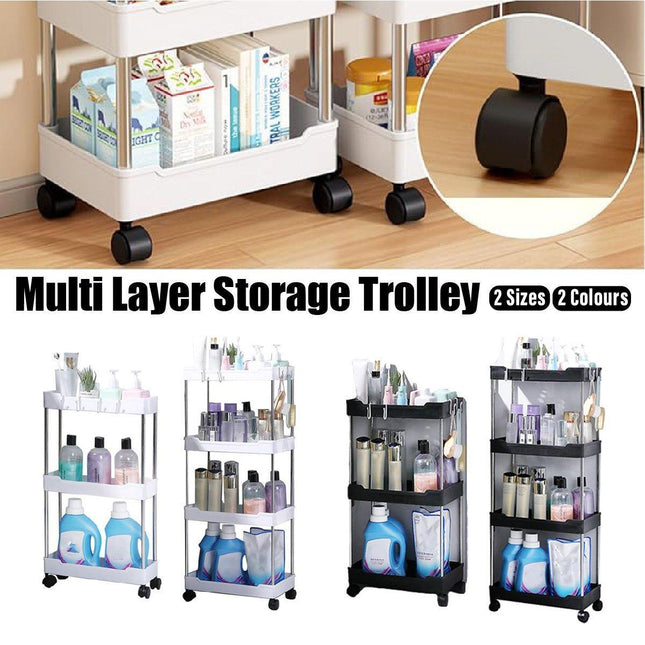 Multi Layer Rolling Storage Cart Kitchen Bathroom Organizer Shelf with Wheels