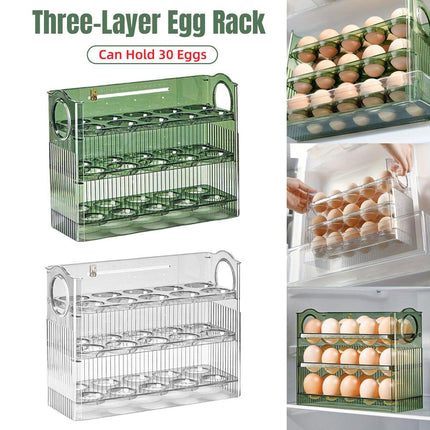 Three-Layer Plastic Egg Carton Storage Box for Organising Fridge and Kitchen