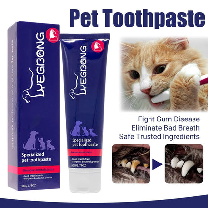 Pet Oral Care Cats Dogs Clean Bad Breath Tartar Stains Teeth Whitening Kit