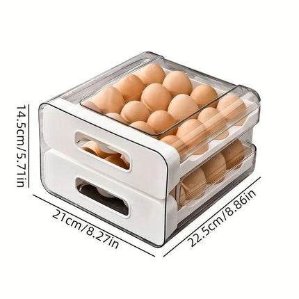 Double Layer Egg Storage Carton Drawer Organizer for Kitchen Fridge or Pantry