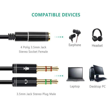 3.5mm AUX Cable Mic Audio Splitter Extension Headphone Adapter Male to Female - Aimall