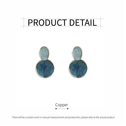 Vintage Blue Oil Drop Earrings Fashion Starry Sky Design Elegant Women Jewelry