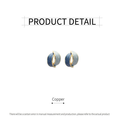 Elegant Blue Oil Drop Earrings Fashion Retro Style Jewelry Silver Needle