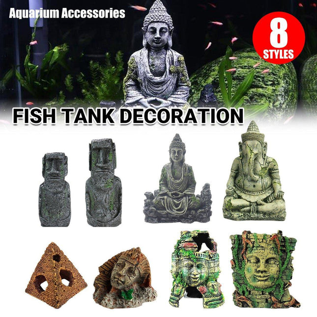 Easter Island Aquarium Ornaments Roman Antique Resin Statue Reptile Decoration
