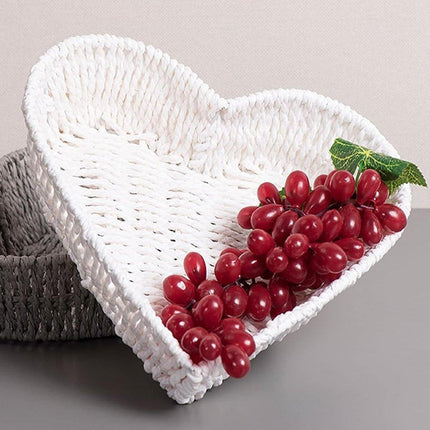 Woven Storage Basket Heart Shaped Bread Basket for Serving and Organizing Items