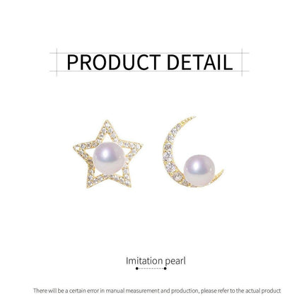 Star and Moon Asymmetric Stud Earrings Fashion Jewelry for Women Accessories
