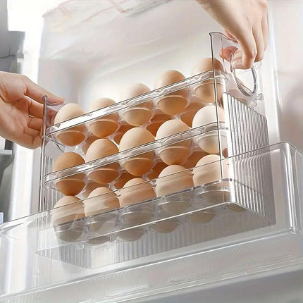 Three-Layer Plastic Egg Carton Storage Box for Organising Fridge and Kitchen
