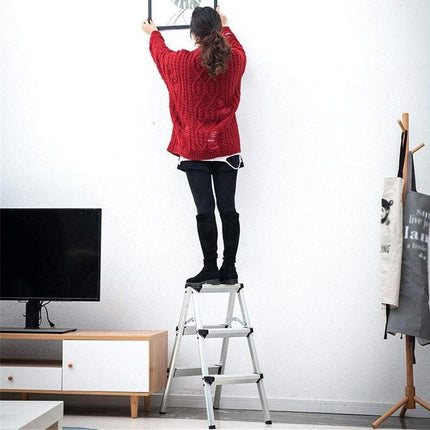 Portable Aluminium 1-3 Step Folding Ladder Anti-Slip Frame Stool for Home Use