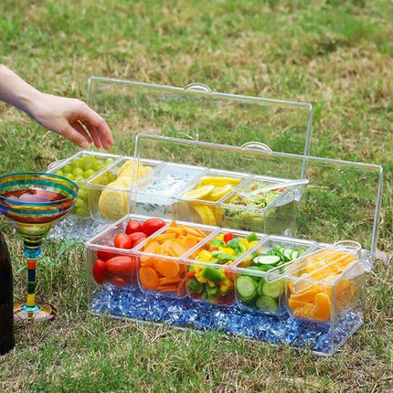 Outdoor Picnic Ice Box Split Salad Plate Fresh-keeping Food Storage Container