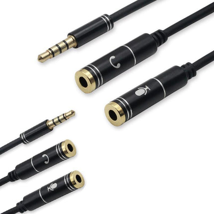 3.5mm AUX Cable Mic Audio Splitter Extension Headphone Adapter Male to Female - Aimall