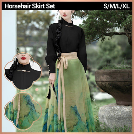 Autumn Chinese Style Horse Skirt for Women Daily Commute Retro Temperament