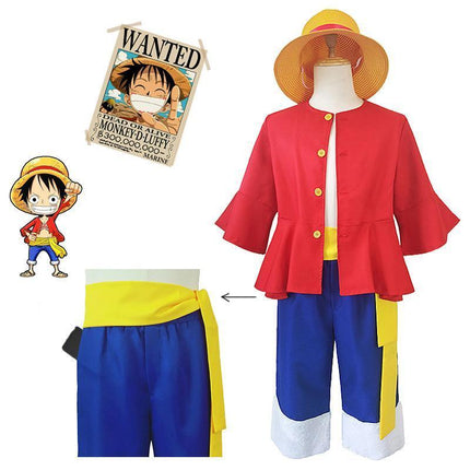 ONE PIECE Monkey D Luffy 2 Years Later Cosplay Costume with Hat Book Week Outfit AU - Aimall