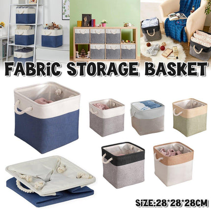 Large Linen Fabric Laundry Basket Home Storage Basket Dirty Clothes Bin Foldable