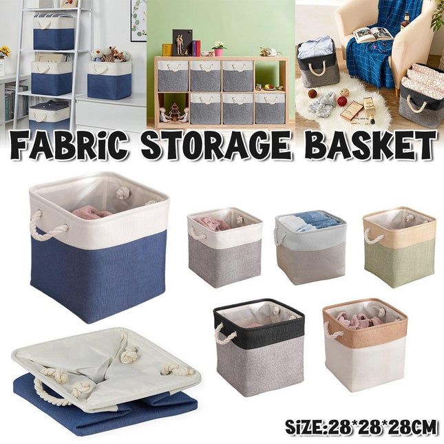 Large Linen Fabric Laundry Basket Home Storage Basket Dirty Clothes Bin Foldable