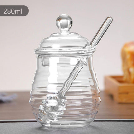 Clear Glass Honey Jar with Lid Kitchen Storage Container for Honey or Jam
