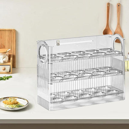 Three-Layer Plastic Egg Carton Storage Box for Organising Fridge and Kitchen