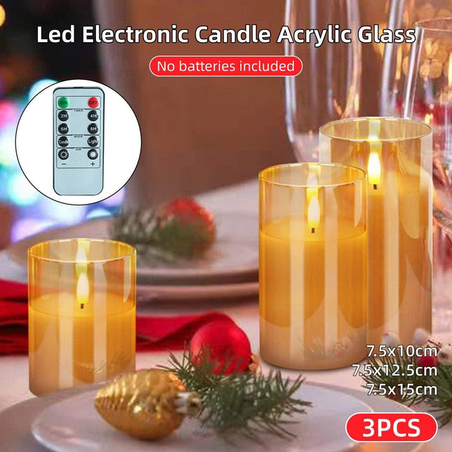 Led Flameless Electric Candle Lamp Acrylic Glass Simulation Flickering Christmas