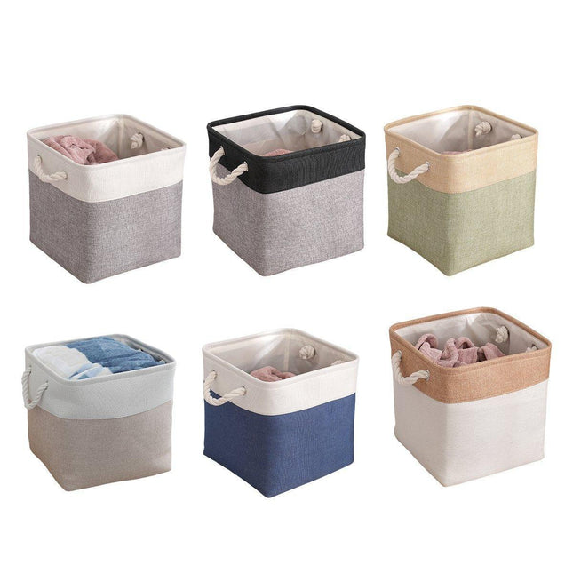 Large Linen Fabric Laundry Basket Home Storage Basket Dirty Clothes Bin Foldable