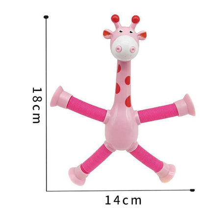 Telescopic Suction Cup Giraffe Tube Toy Stress Relief Light Up Educational Toys - Aimall