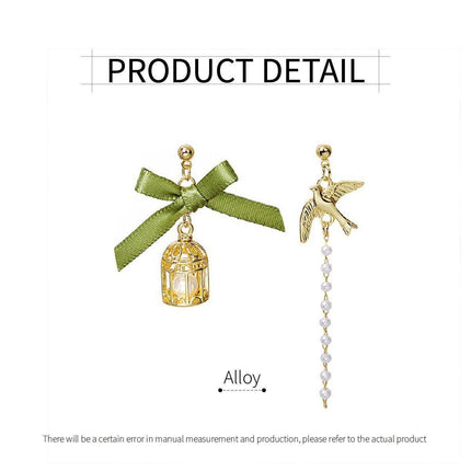 Bird Cage Asymmetrical Earrings Bow Long Fringe Dangle Jewelry Women Fashion