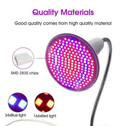 200 LED Grow Light Full Spectrum Hydroponic Garden Plant Desk Flexible Clip Lamp - Aimall