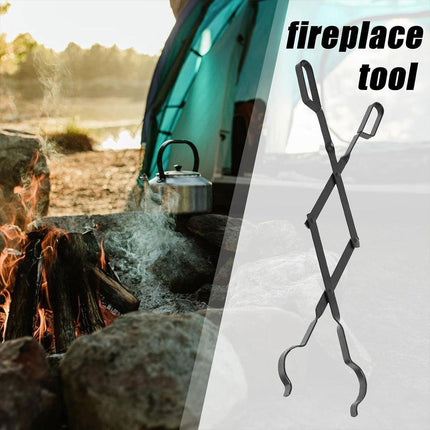 Folding Fireplace Tongs Grip Fire Pit Pliers Outdoor Indoor Fire Tools Durable
