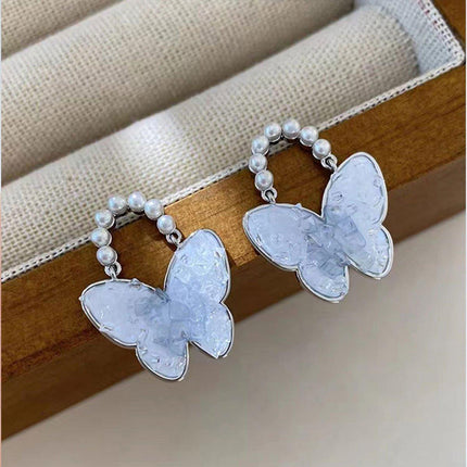 Blue Butterfly Stud Earrings Women Stylish Lightweight Fashion Jewelry Accessory