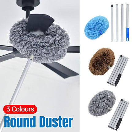 Extendable and Assembled Ceiling Duster Round Brush Dust Sweeper Cleaning Tool