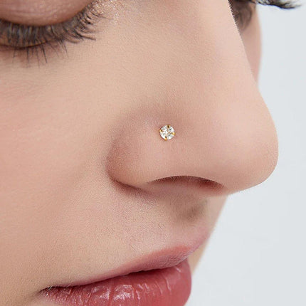 Stainless Steel Four Claw Zirconia Lip Stud Earrings Hypoallergenic Body Jewelry