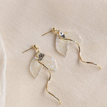 Elegant Fishtail Shaped Earrings For Women Stylish Dangle Jewelry Accessory